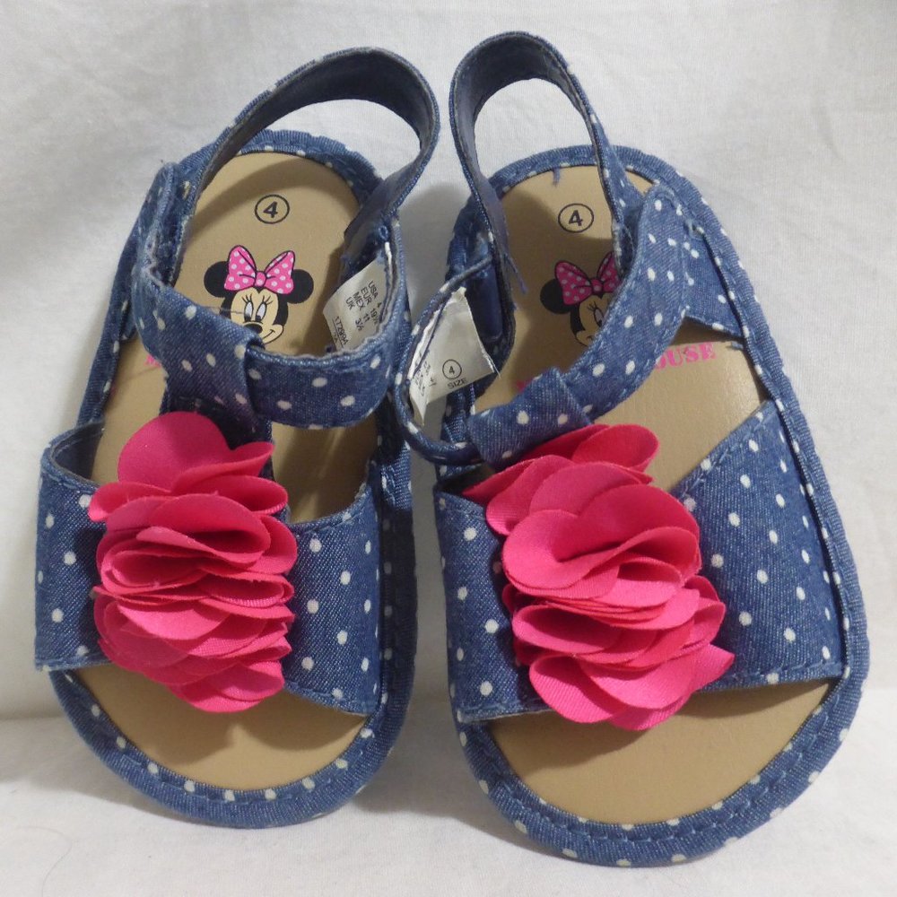 MINNIE MOUSE, size 4, polka dot Velcro fastened sandals GUC